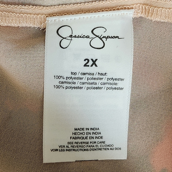 JESSICA SIMPSON Long Sleeve Layered Sheer Floral Drawstring Waist Chic Blouse - Picture 7 of 8